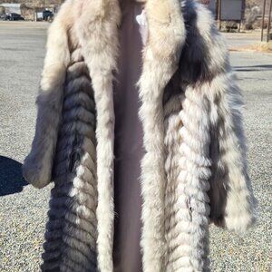 Silver fox fur coat